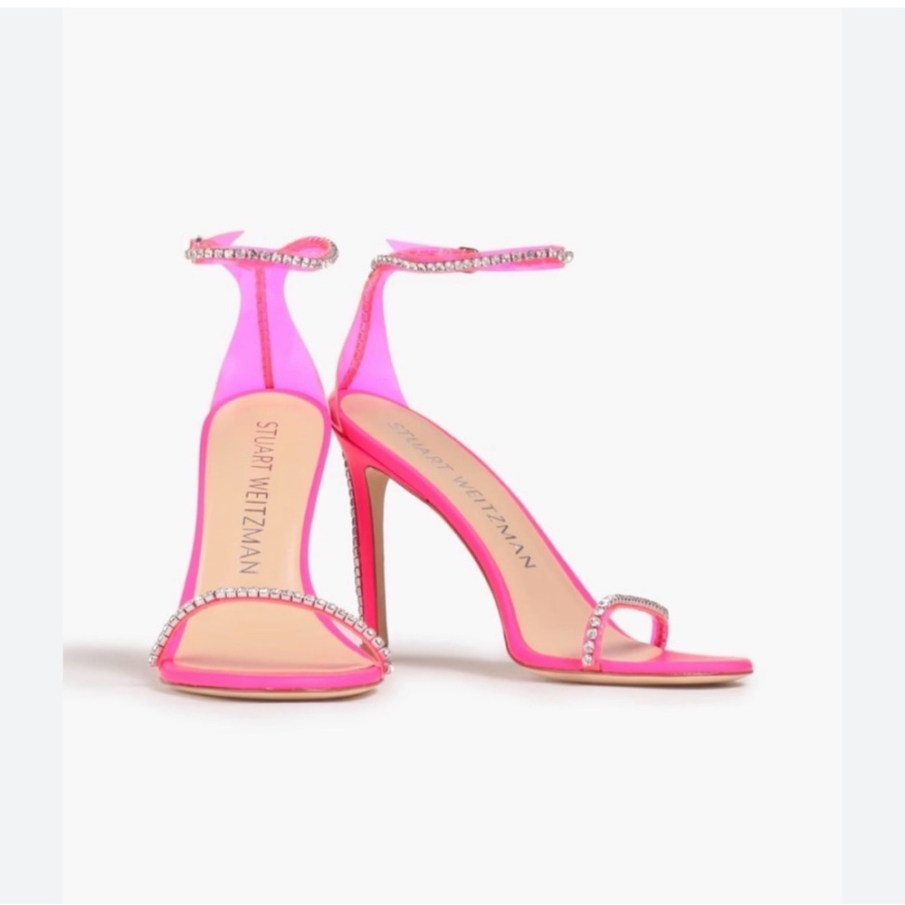 Stuart Weitzman Vibrant Pink Rhinestone Heels | Size 7.5